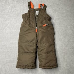Carter's Snow Bib Pants Toddler 18 Months Brown Orange Insulated Winter Ski Warm